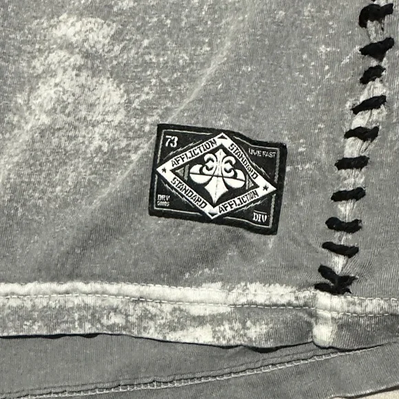 Affliction Gray T-Shirt with Patch and Stitch Detail - Picture 2 of 7